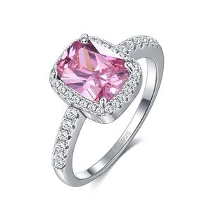 Fashion Square S925 Sterling Silver Zircon Ring